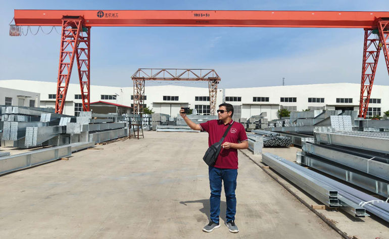   Our client visit factory for prefabricated steel structure building project!